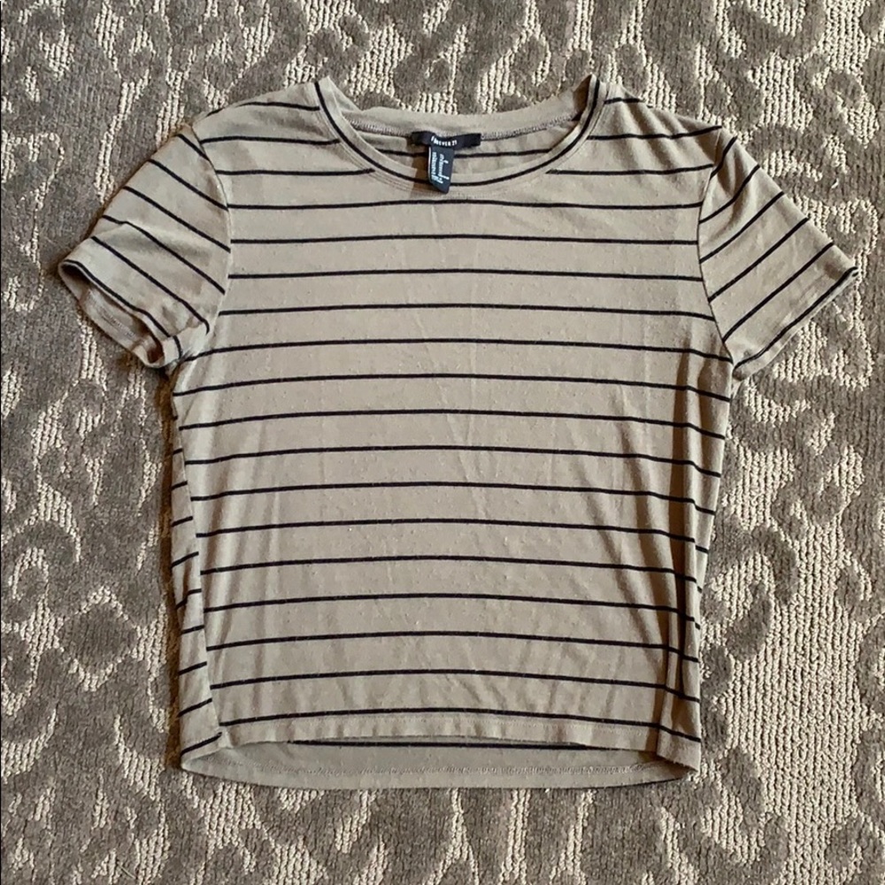 Olive green and black stripe knit top